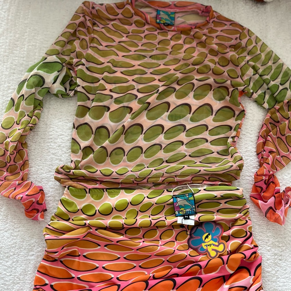 O-Mighty Asymmetrical Skirt in Green and Pink